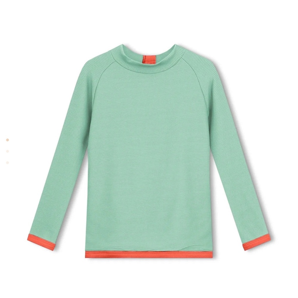 Kids 💚 Zulu & Zephyr Turquoise Long Sleeve Ribbed Mini Swim Rash Top Kids Size 1